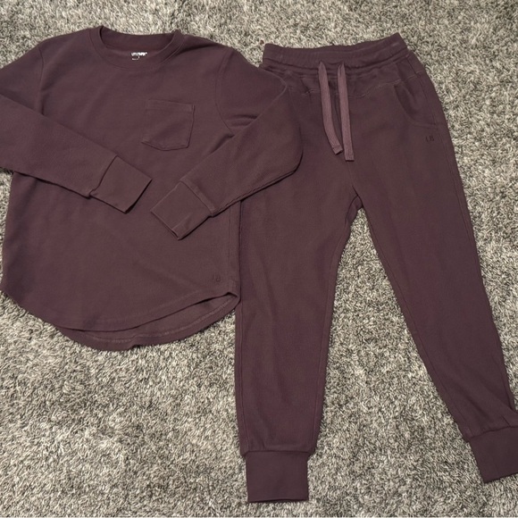 Little Bipsy Waffle Top and Jogger Set- Huckleberry